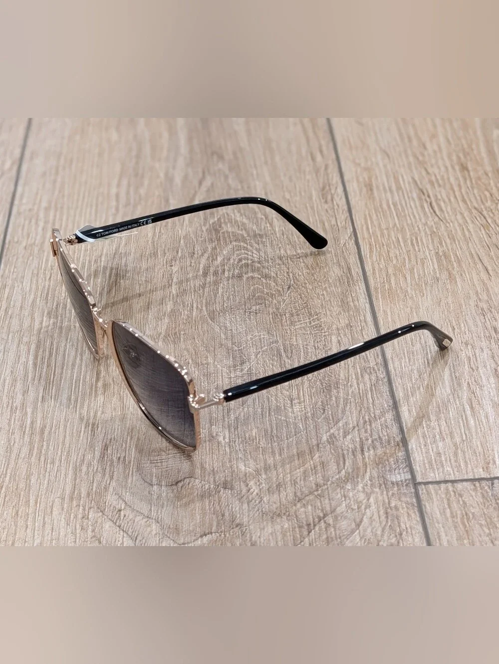 $630 Mens Authentic TOM FORD 57mm Square Sunglasses Rose Gold/Smoke